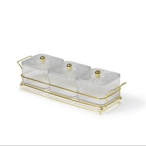 New! Elegant 3 pc Snack Tray with Gold Accents by Target Bullseye Playground